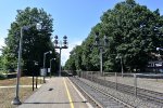 Looking west toward Suffern and Pt. Jervis with the signals at the north end of the Allendale Station platform. 