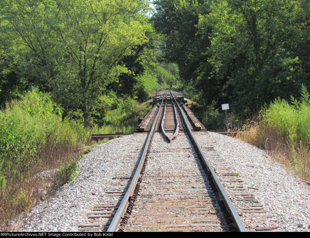 Seville Il. Keokuk Junction Railway main line looking east towards trestle over Spoon River