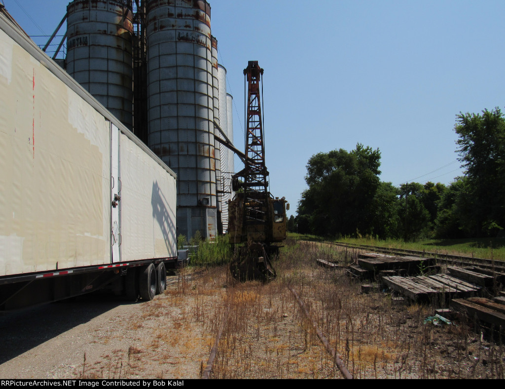 Blandinsville Il. Industries Corp Crane sitting on Grain Elevator Siding