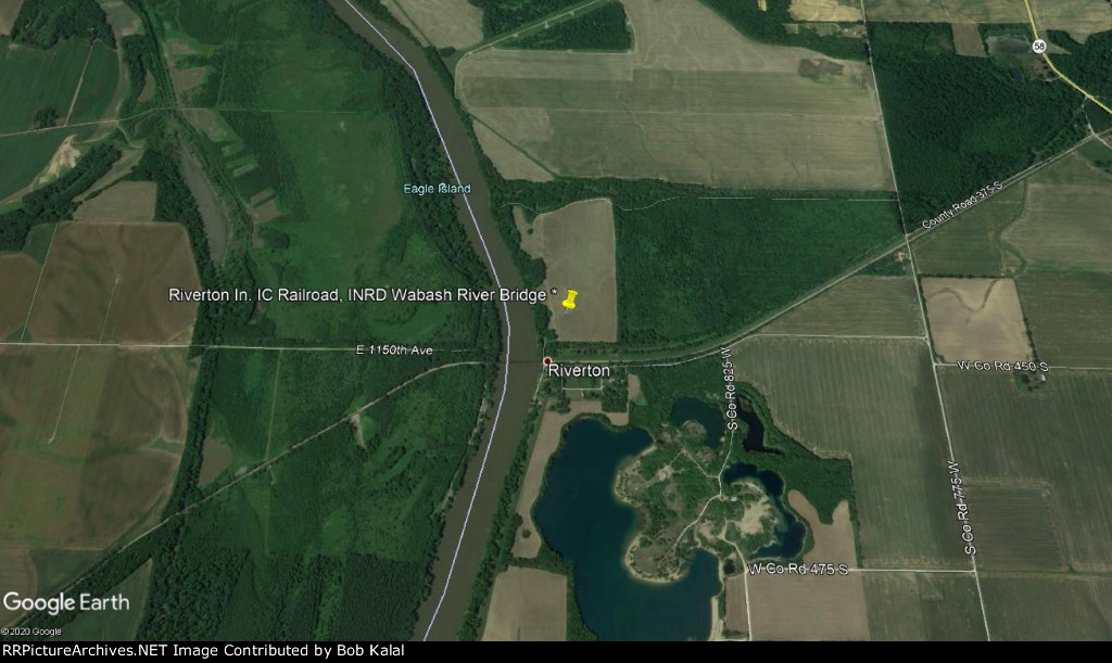 Riverton Indiana IC Railroad, INRD Wabash River Bridge Aerial