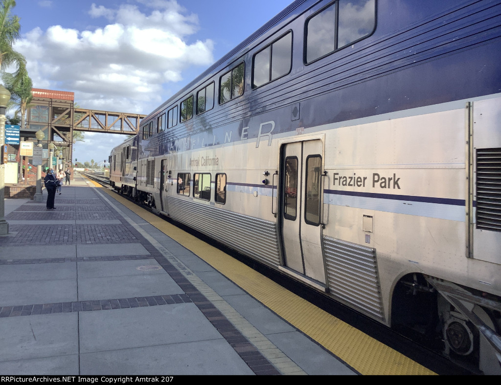 Amtrak Surfliner Business Car 6807 Passes Fullerton