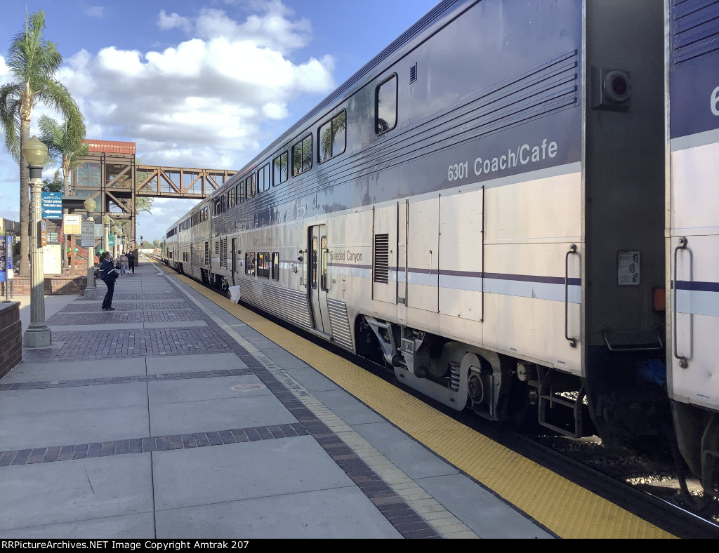 Amtrak Cafe Car 6301 Arrives at Fullerton