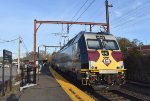 The 4519 shoves its train out of Berkeley Heights Station at 3:30 p,m,