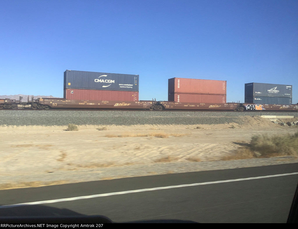 BNSF Well Car #255058 Waits for Power at Bombay Beach