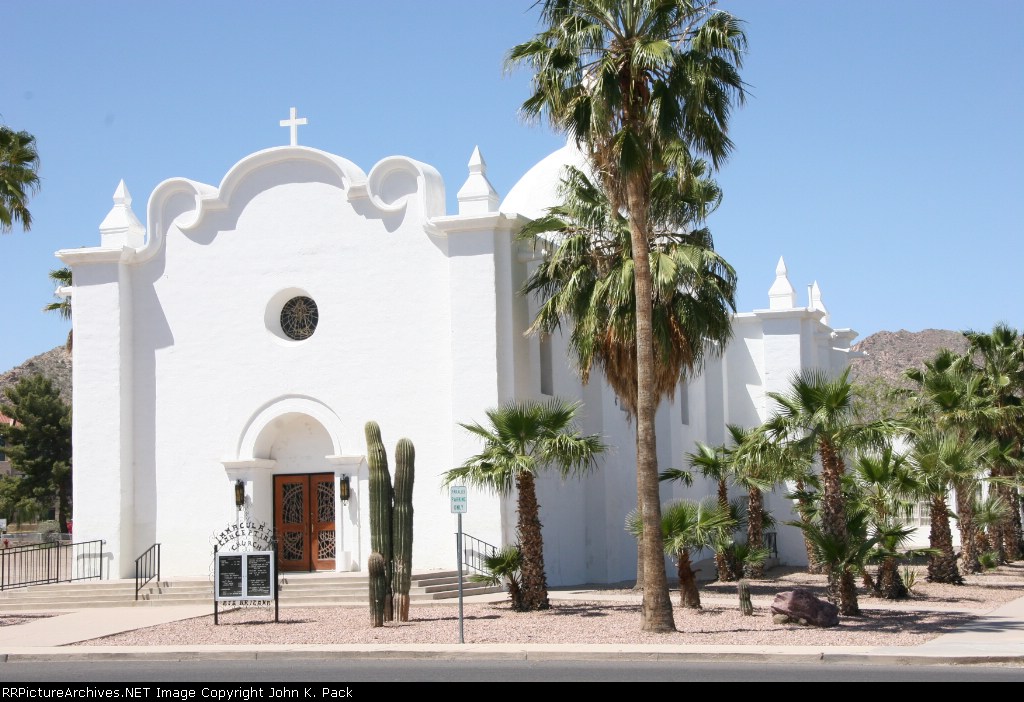 Directly across from the depot stands this pretty Church, obiously well maintained. even after the largest employer, Phelps Dodge mining, closed down decades ago.