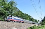 Westbound MNR WOH Train # 53 running along E. 55th St in Fair Lawn with MNR GP40FH-2 # 4903