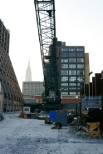 Crane that services the main shaft site for the Manhattan Tunnel
