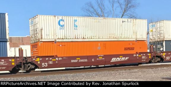 BNSF 256233C and two containers