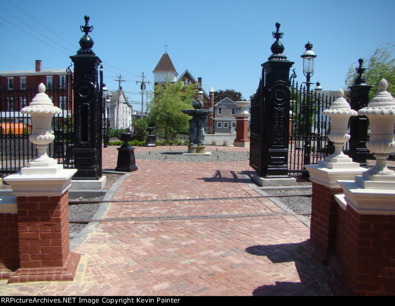 Traditional herringbone pattern walkway
