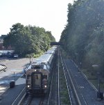 Eastbound NJT Train # 5526 arrives into the station as I took this picture from the pedestrian footbridge. Had the 4109 not had any mechanical issues, the set that that unit was on would have operated on 5526. Instead, a Multilevel Set is covering the tri