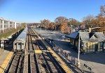 NJT Train # 1856 arrives into the depot with a MNR Comet V Cab Car on the point. I took this picture from the pedestrian bridge. The former Erie Waldwick Station building is on the right.