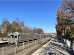 NJT Train # 74 arriving into the Ramsey Rt. 17 depot. The Ramapo Mtns are in the background. 