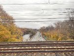 View from MNR Train # 6518 as we cross over the Hutchinson River Parkway into Pelham. Just out of view on the left is where the 3rd rail ends on the New Haven Line.