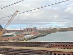 Crossing the Norwalk River from S. Norwalk into E. Norwalk. The crane on the left is part of the construction project for the brand new CDOT owned Walk Bridge