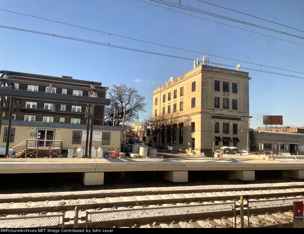 Under construction high level platform at Ardmore, PA Station