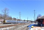 Amtrak Train # 663, enroute from New York City Penn Station to Harrisburg, is about to stop at the Parkesburg Depot with the cab car on the point.