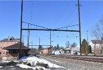 View looking west along the Keystone Corridor with the Ex-PRR Christiana, PA Station building 