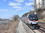 Amtrak Train # 284 with P32AC-DM # 705 in the lead about to pass Greystone Station