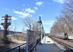 Westbound Amtrak Lake Shore Limited Train # 49 heads away from the station. Note the stand alone former NY Central telegraph pole on the left. 