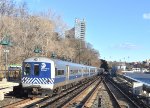 Metro North Train # 759, with a 40 plus year old M3A set, bypasses the Spuyten Duyvil Station 