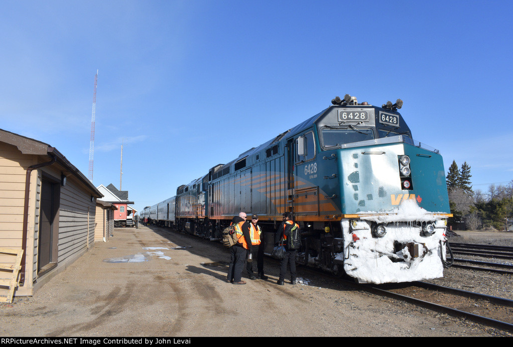 VIA Rail Train # 692 at Canora Station during a short fresh air stop