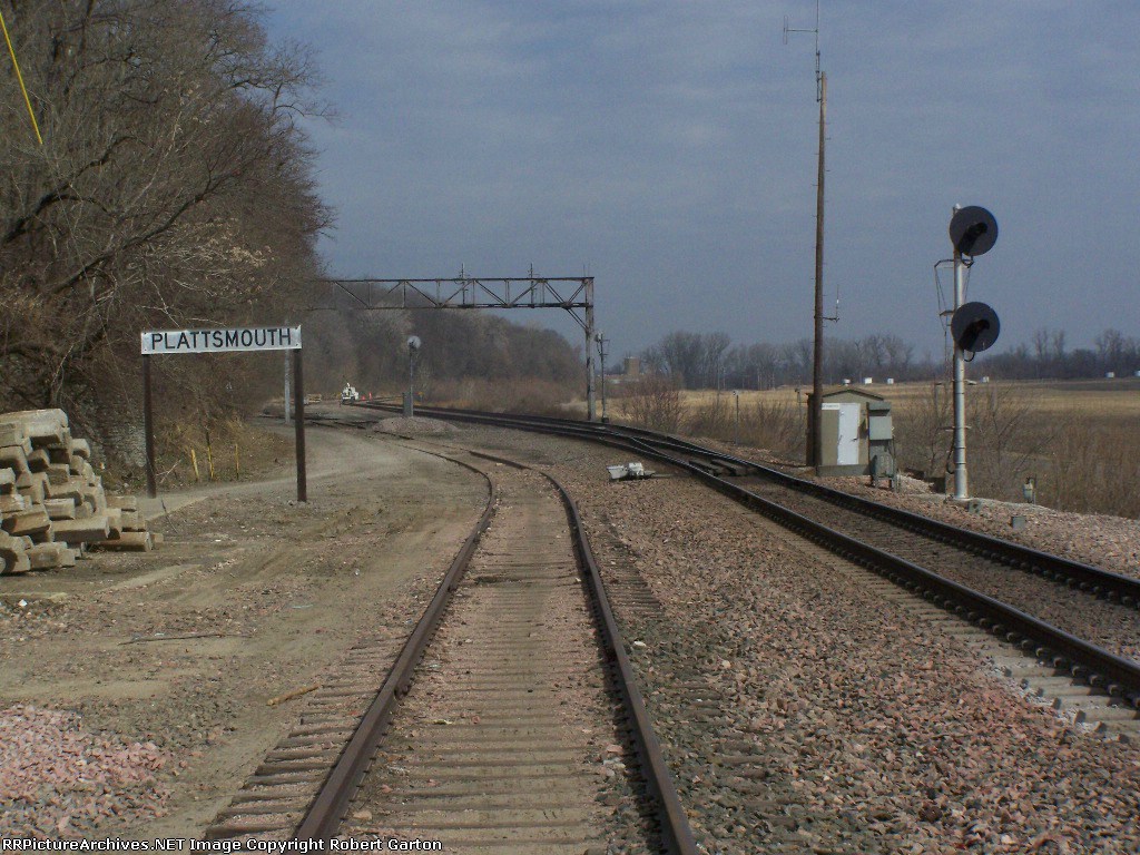 Looking Down a Former Siding at a Former Signal Tower Over the Main Line and Siding