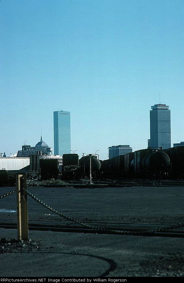 View of Conrail's Beacon Park Yard and the Boston Skyline
