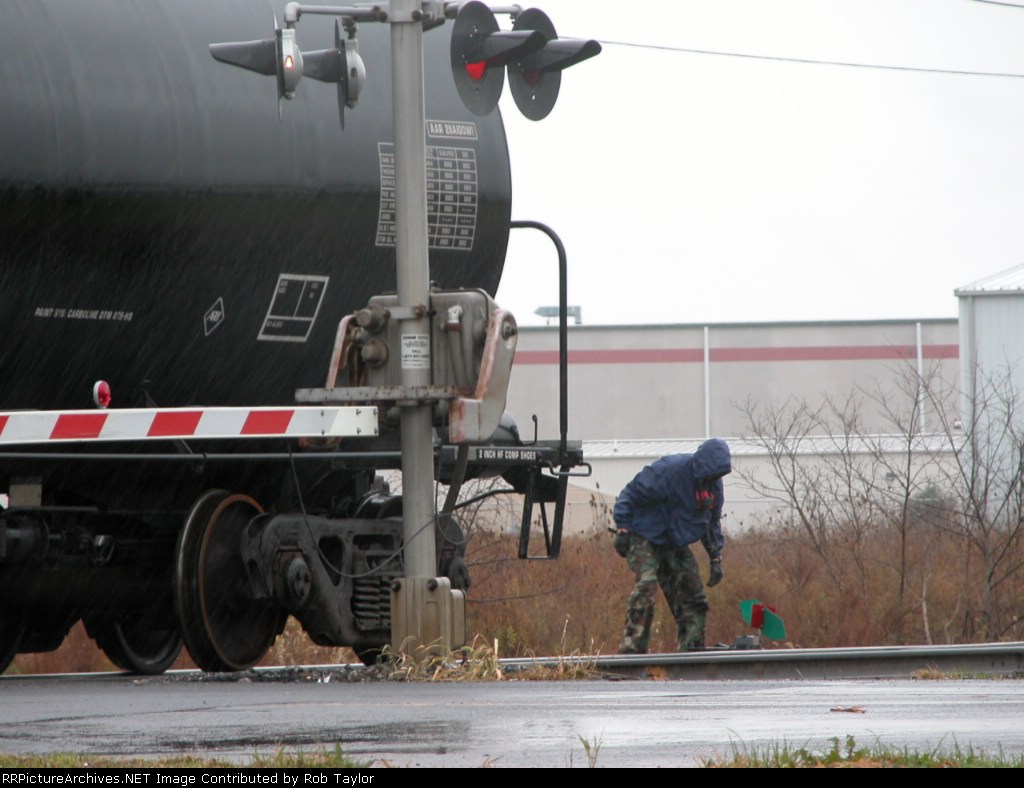 Poor guy gets soaked throwing a switch