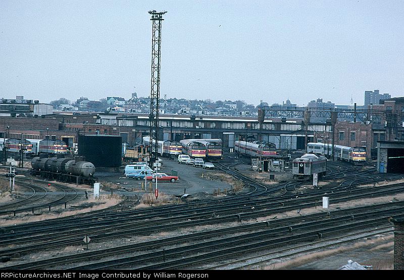 View of the Massachusetts Bay Transportation Authority/Boston and Maine Railroad Engine Terminal and Car Shops