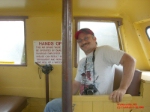 "Crabrails" sitting in the cupola of Wabash caboose #2827