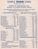 1971 Amtrak Sample Fares