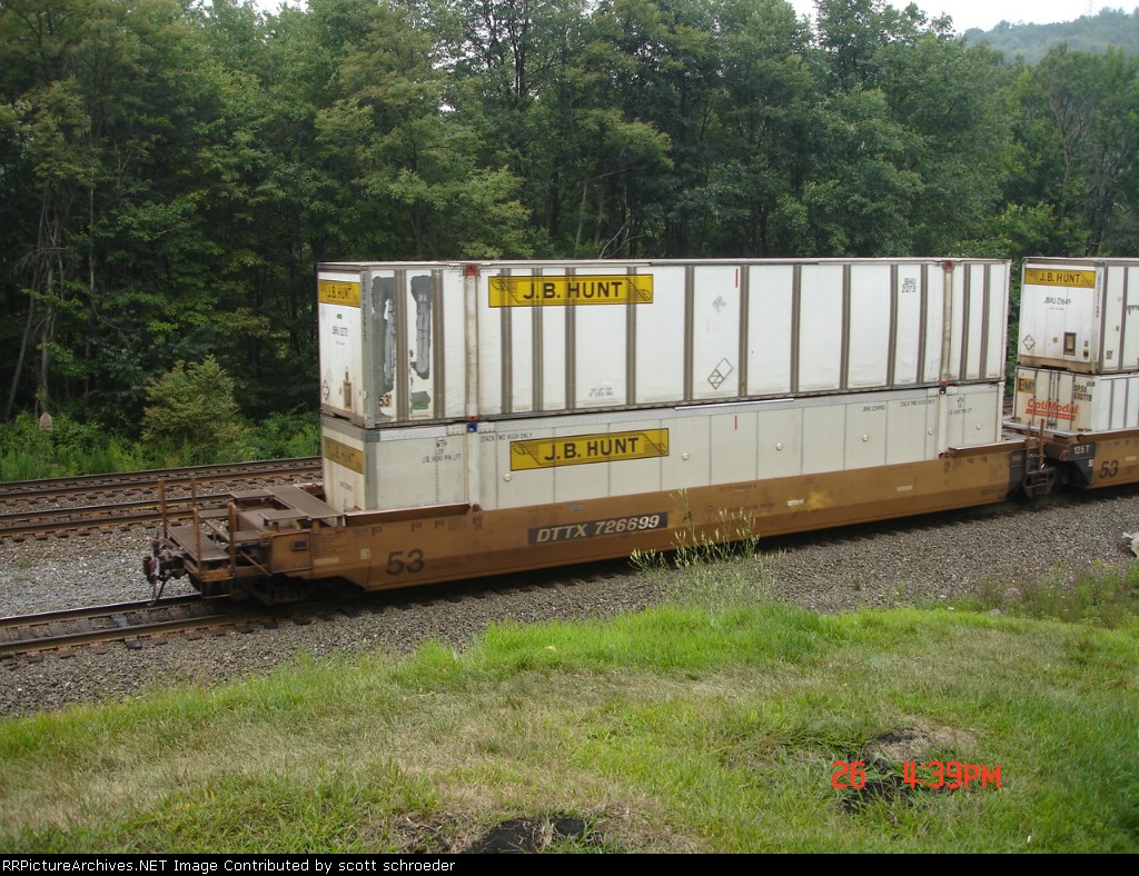 DTTX 726699A Double Stackcar w/JBHU Container's 224983 & 212731 EB