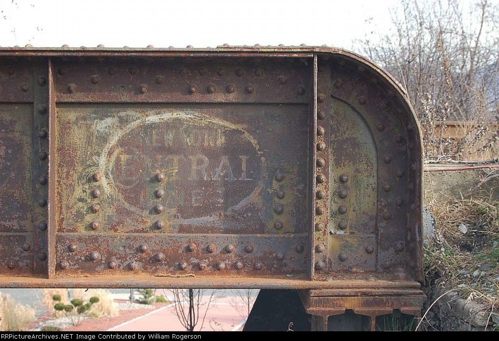 Close-up shot of the New York Central Railroad Logo on a Through Plate Girder Bridge