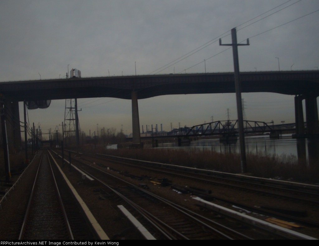 NJ Turnpike above and Conrail's Point-No-Point swing bridge below