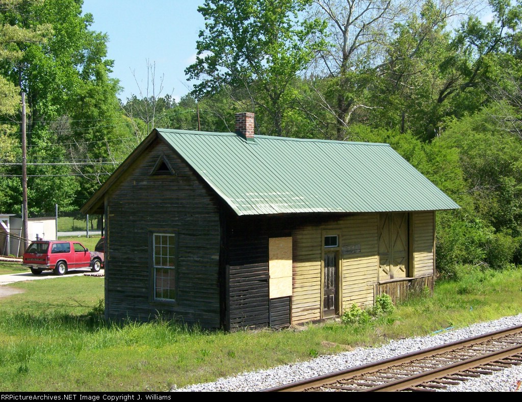 Track side view of the Fright Depot