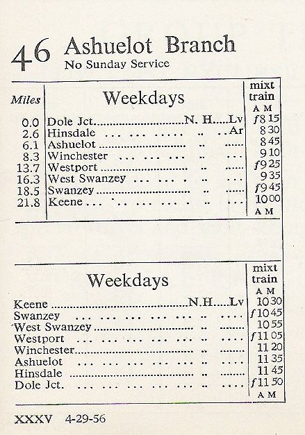 1956 B&M Ashuelot Branch Mixed Train