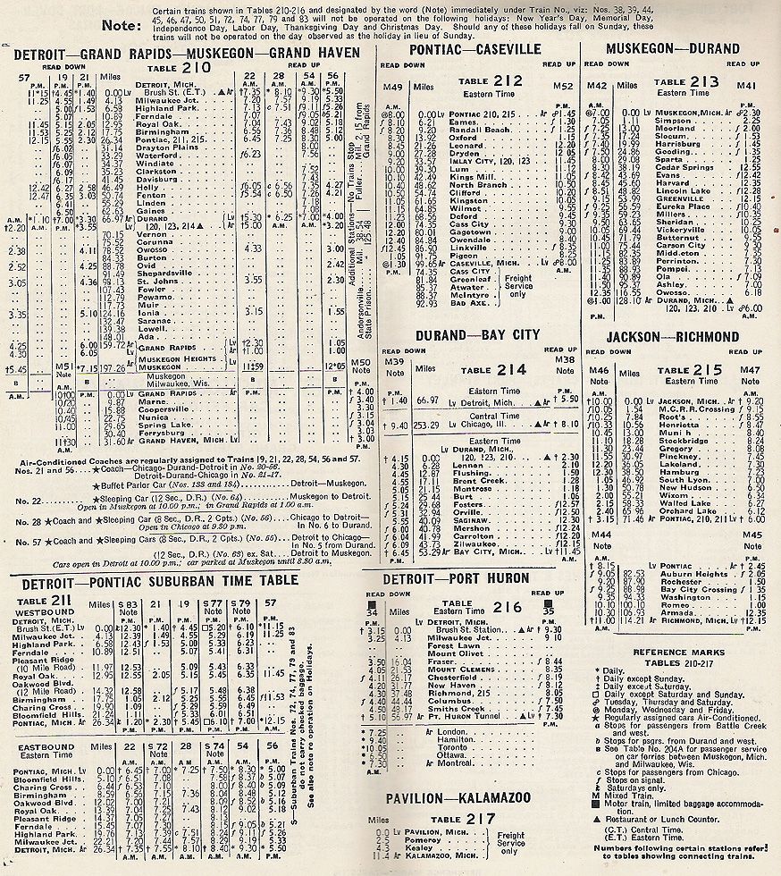 CN / GT Michigan Timetable