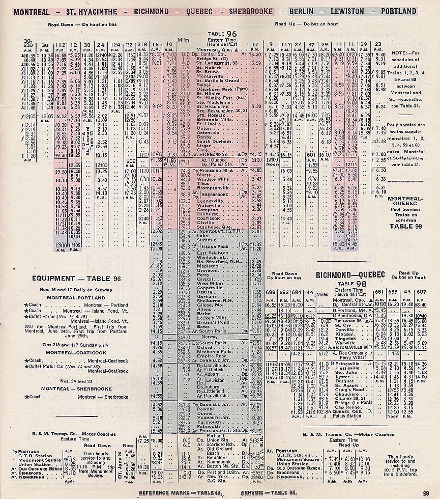 1946 CN / Grand Trunk Ry. Berlin, NH - Montreal Timetable