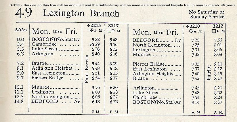 1956 B&M Lexington - Bedford Timetable