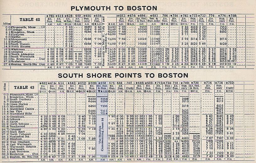 1937 NH Plymouth Timetable