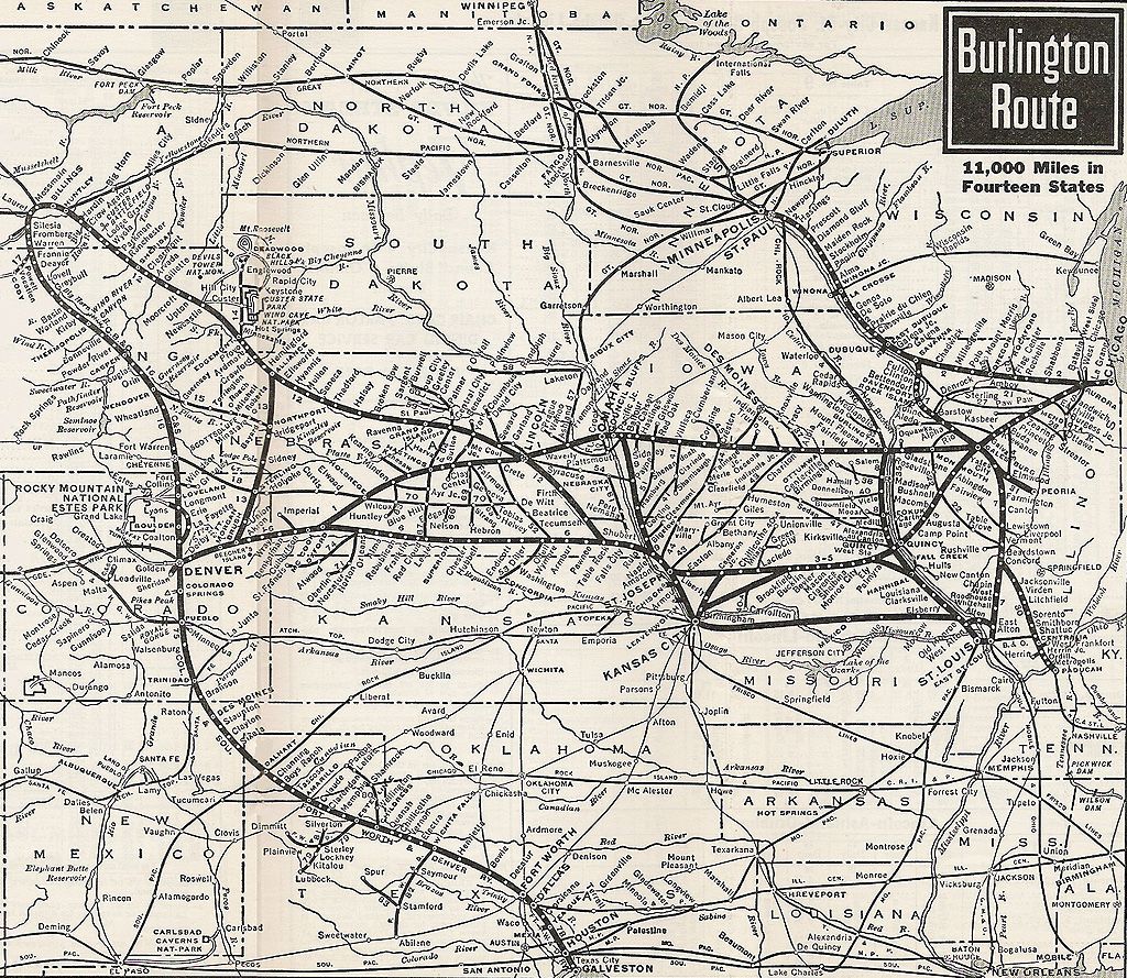 1953 Burlington Route Map