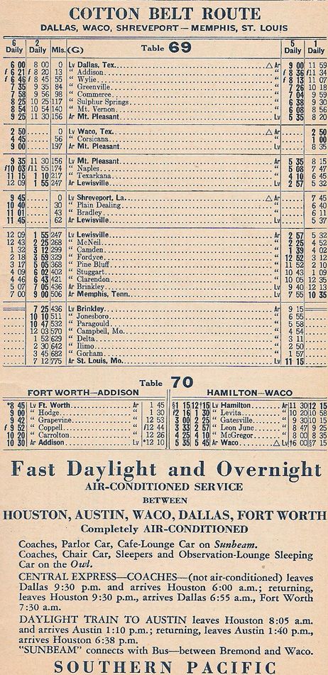 1937 Cotton Belt Route Timetable