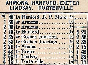 1949 SP Visalia - Porterville Timetable