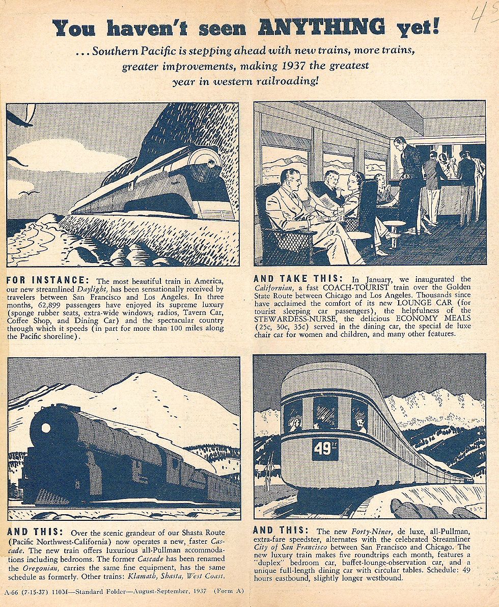 1937 SP Timetable Advertisement