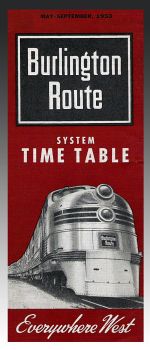 1953 Burlington Route Timetable Cover