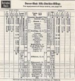 1953 Black Hills / Billings Timetable