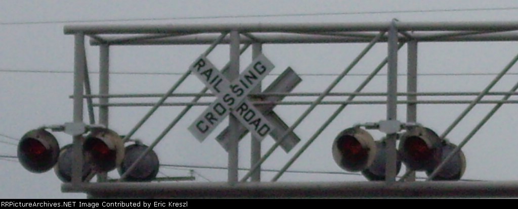 Cantilever Crossing sign Closeup