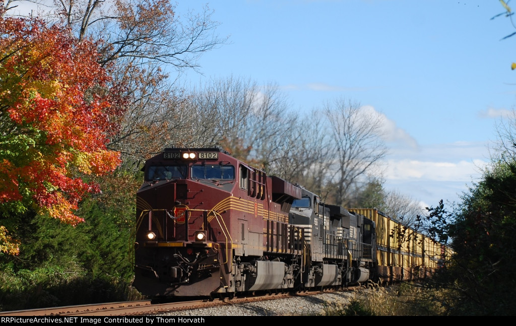 NS's PRR heritage unit leads NS 211 heading west on the LEHL