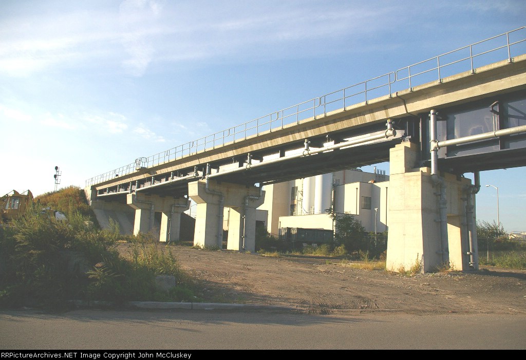 Western wooden trestle approach has been replaced with concrete and steel