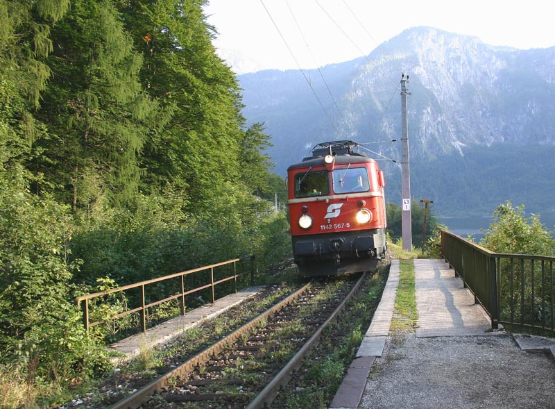 Passenger Train Pulls Into Hallstatt Station